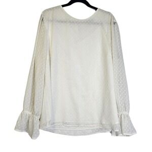 Banana Republic XL Ivory Swiss Dot Sheer Blouse Top Career Bell Sleeve